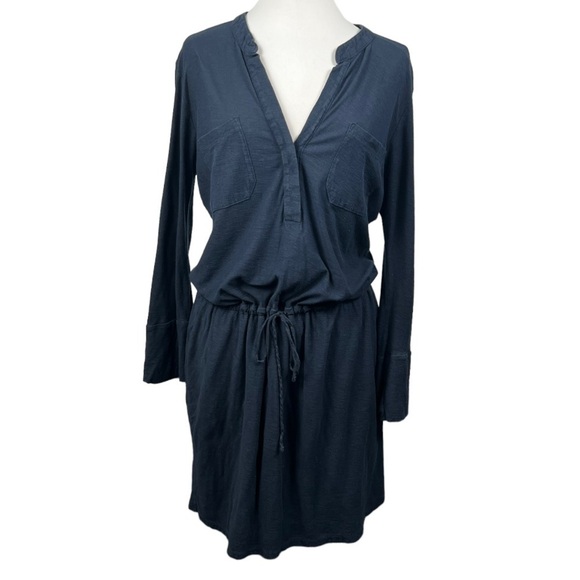 JAMES Perse Standard Button Placket Drawcord Waist Blouson Style Utility Dress - Picture 3 of 8